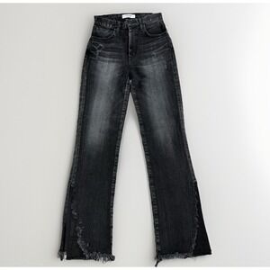 Moussy Vintage Womens Distressed Raw Hem Jeans Black Size 24 $360